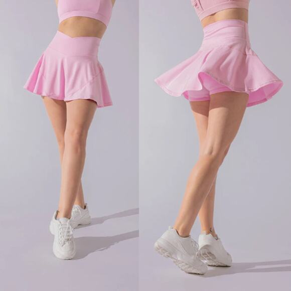 POPFLEX Dresses & Skirts - PopFlex Crisscross Hourglass Twirl Skort Women's Size S Bubblegum High Waisted